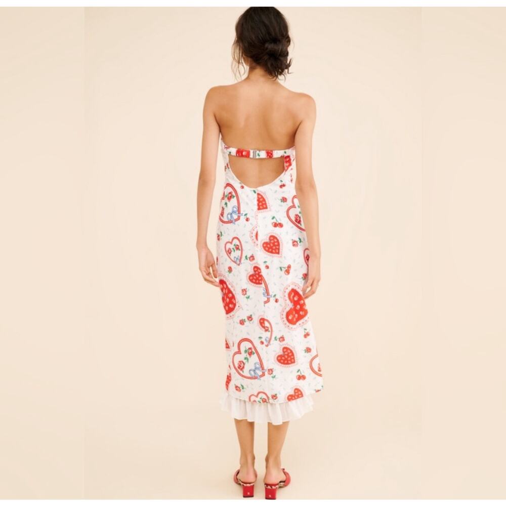 For Love & Lemons Daisy Mae Strapless Midi Dress Medium - Picture 4 of 10